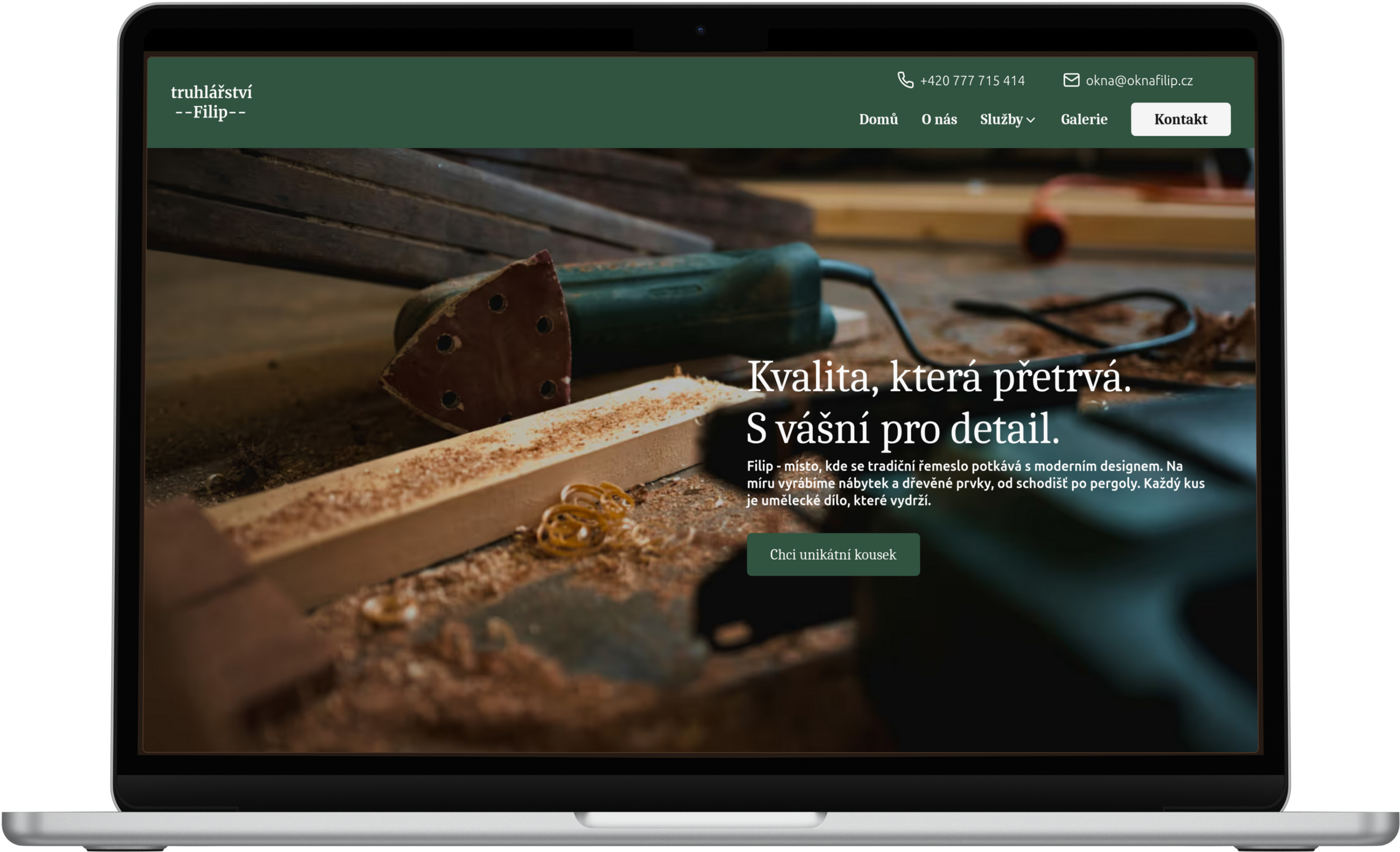 Truhlářství Filip - náhled na počítači